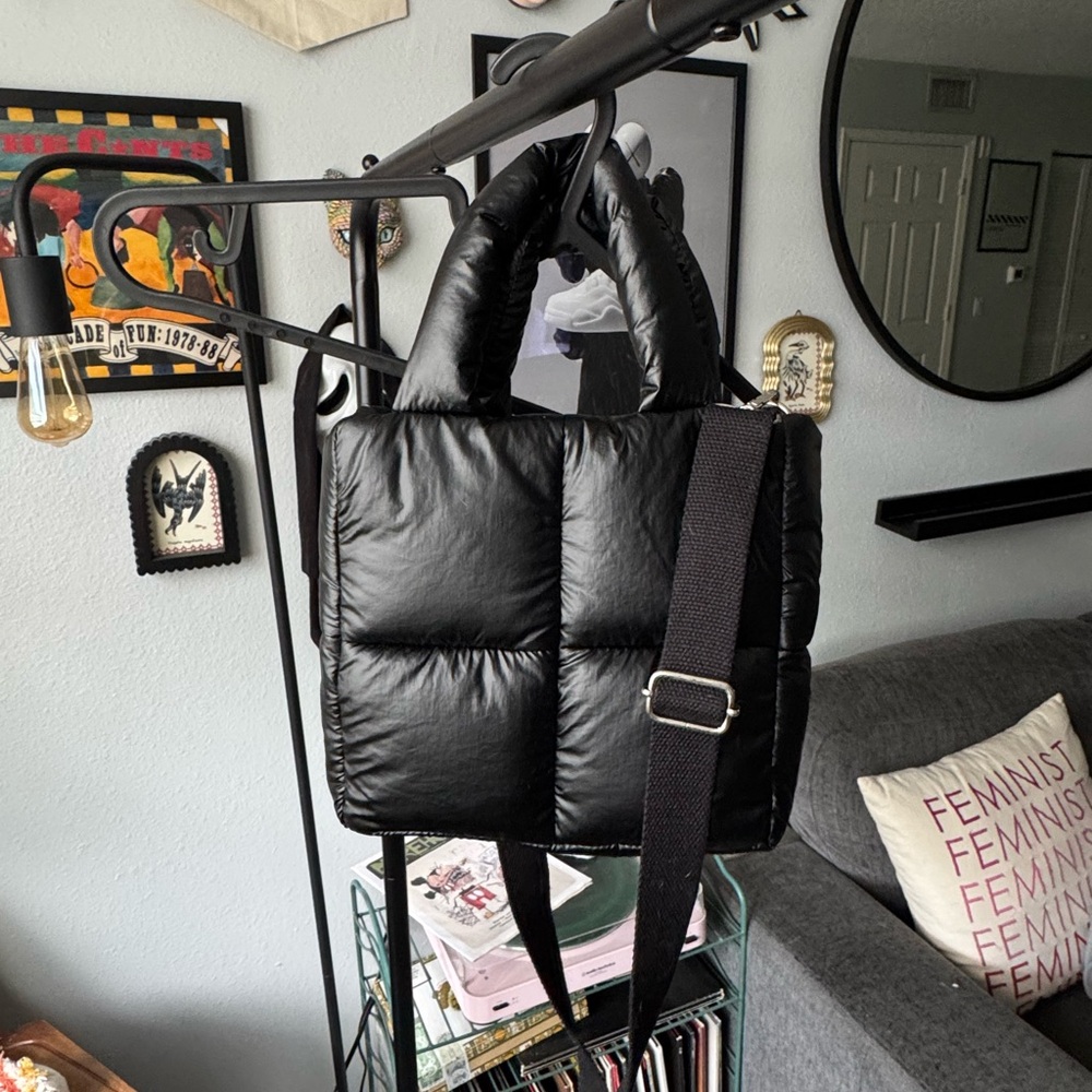 Black Quilted Tote Bag